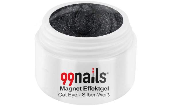 Magnet Effektgel - Cat-Eye - Silber-Weiß 5ml
